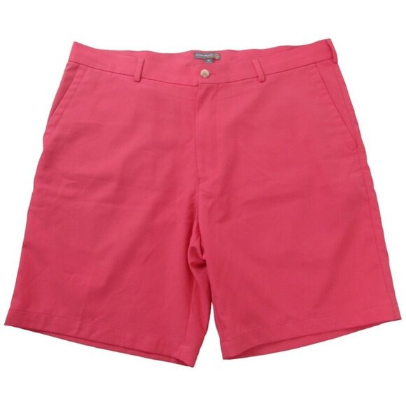 Peter Millar Chino Shorts Mens Size 38 Pink Polyester Stretch Flat Front Outdoor - Picture 1 of 9
